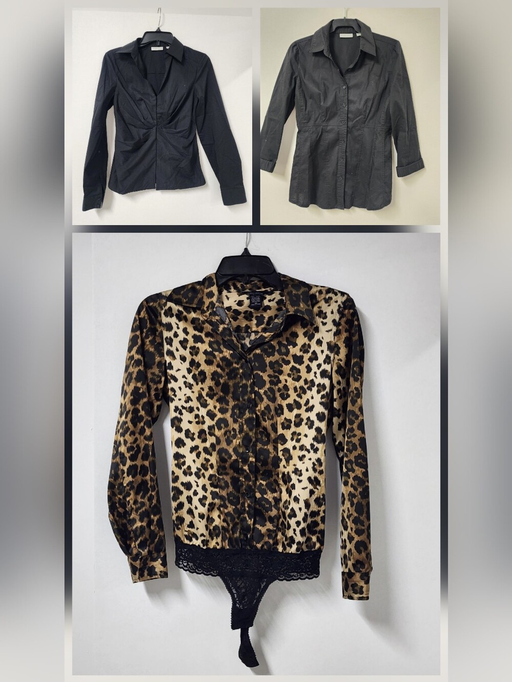 Moda International Leopard Print Button-Up Blouse - Black & Tan